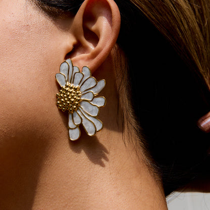 Earrings Blossom in White Gold