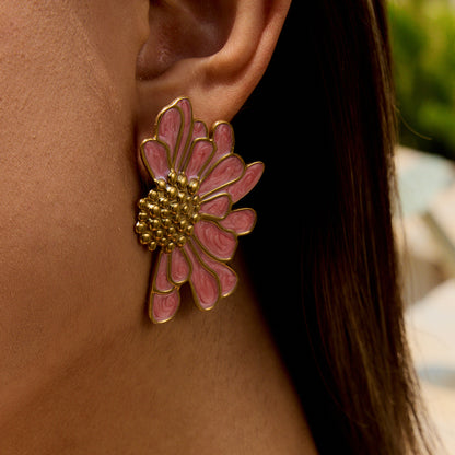 Earrings Blossom in White Gold