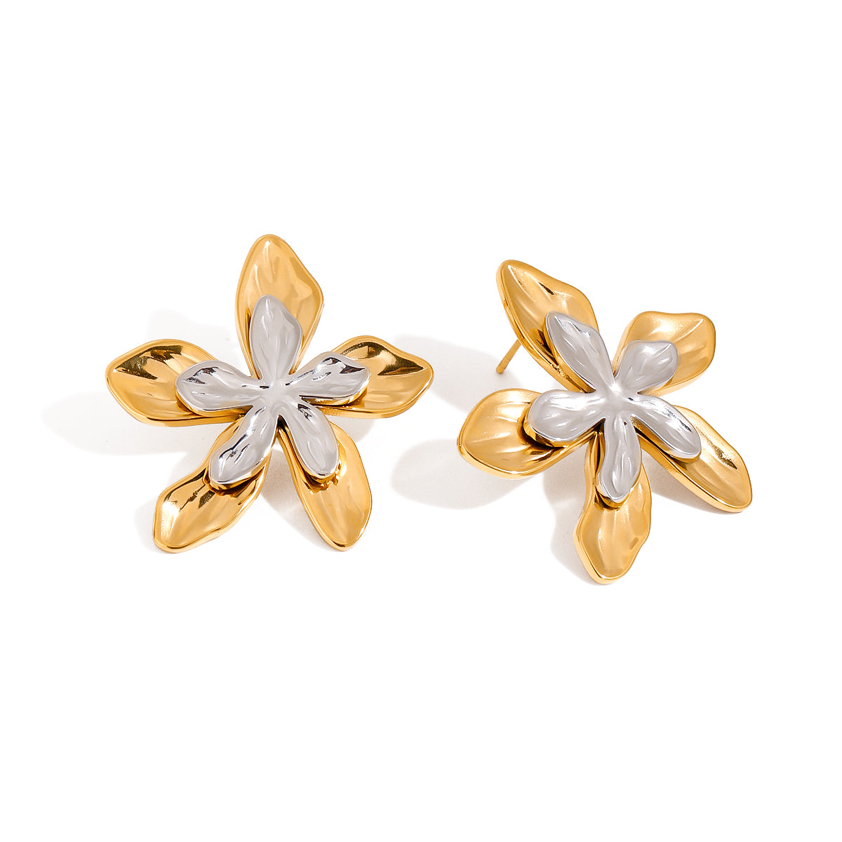 Earrings Flower in Silver Gold