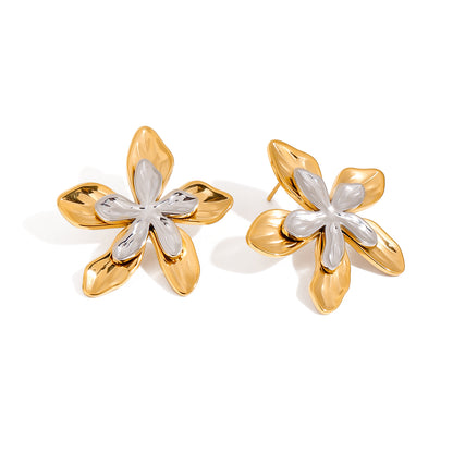 Earrings Flower in Silver Gold