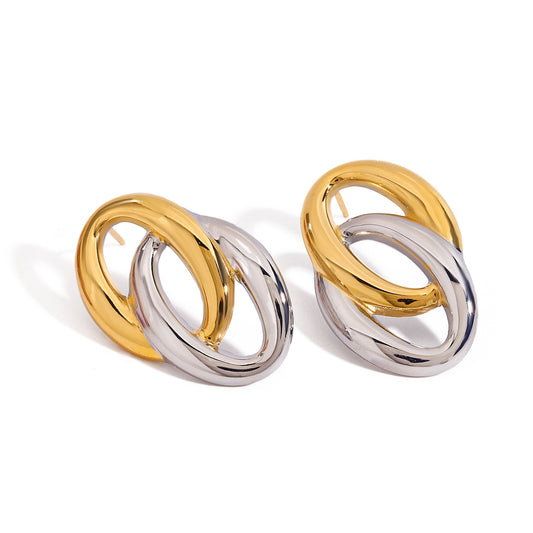 Earrings Oval in SIlver Gold